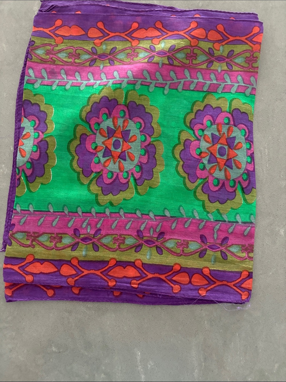 Vibrant Green & Purple Floral Print Scarf